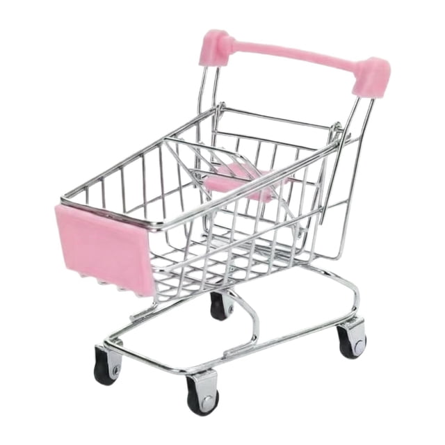 Mini carrito de compras de juguete, divertido y práctico para niños y niñas de 3 años en adelante. Rosa