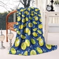 thumbnail image 2 of Yellow Lemon Fruit Slices Blue Pattern Blanket,Comfortable Soft Flannel Throw Blanket,All Season,Warm Lightweight Blankets for Sofa Bed Couch Living Room Chair,50"x60", 2 of 4