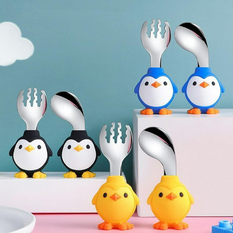 6 Pieces Toddler Utensils Baby Spoon Fork Set Toddler Flatware Set with  Travel Case Baby Feeding Training Spoons Forks with Cute Cartoon Handle