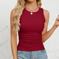 thumbnail image 2 of cfhntfmh Womens Sport Tops Sleeveless Racerback Round Neck Slim Tees Shirts Basic Ribbed Knit Ruched Workout Tight Tank Tops, 2 of 5