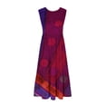 thumbnail image 3 of Boho Maxi Dress for Women Summer Cotton Printed Crew Neck Sleeveless Dresses Tunic Tank Dress with Pockets Bohemian Oversized Sundress Red S, 3 of 4