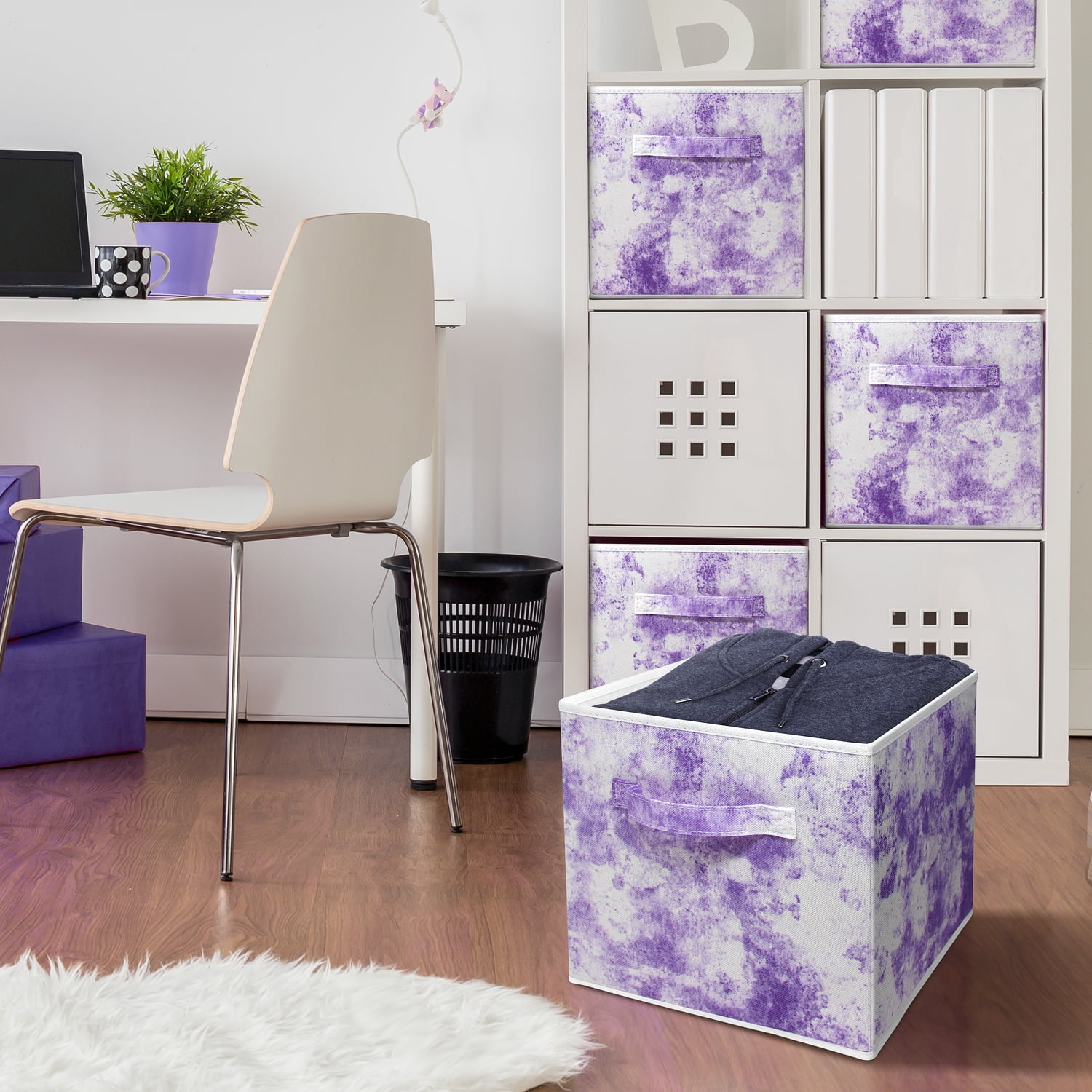 Sorbus 11" Tie-Dye Foldable Fabric Storage Cube Bin, Purple