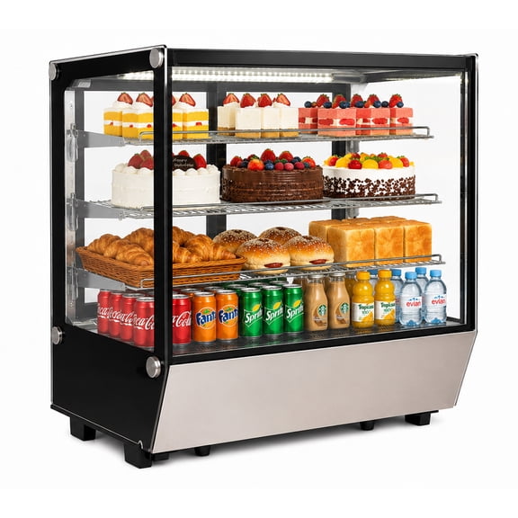 35 in.W 5.6 Cu.Ft Refrigerated Countertop Bakery Display Case, Commercial Cake Showcase Refrigerator, LED Lighting, Glass Display, NSF Certified,