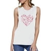 Pink Ribbon Heart Womens White Muscle Top