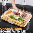 thumbnail image 3 of Charcuterie Board with Clear Lid, Portable Travel Cheese Cutting Boards for Picnic Accessories, Bamboo Serving Tray with Lids, House Warming Gifts, White Handles, 1 Compartments, 3 of 5