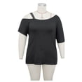 thumbnail image 5 of Just My Size Túnica de jersey Slub de talla grande para mujer con cuello de ganchillo Zhivalor FSHY023-1, 5 of 5