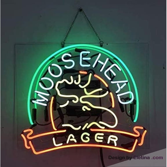 Neon Signs for Wall Decor Moosehead Lager Real Led Beer Bar Pub Store Party Room Windows Display Neon Tubing16x20inch