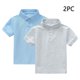 thumbnail image 2 of Odeerbi Chicos Niñas 2 Pack Camisas de Manga Corta Color Sólido Botón Casual Abajo Uniforme Escolar Tops Para 1-13 Años, 2 of 9