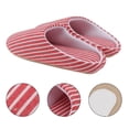 thumbnail image 3 of EeaseMX Pantuflas acogedoras de rayas rojas, estilo japonés, mullidas, para adultos, cálidas, para otoño e invierno (talla S, talla 36-37), 3 of 7