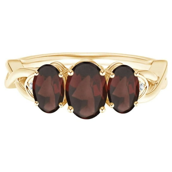 Three Stone Band Ring Oval 2.5 Ctw Garnet Gemstone 925 Sterling Silver Women Wedding Ring