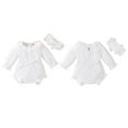 thumbnail image 3 of Uccdo 0-24M Baby Girls Autumn Clothes Long Sleeve Ruffled Bodysuit Romper + Headband, 3 of 8