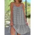 thumbnail image 5 of Women Casual Dress Elegant O Neck Spaghetti Strap Shattered Floral Print Loose A-Line Dress Boho Ruffles Beach Mini Dress, 5 of 5
