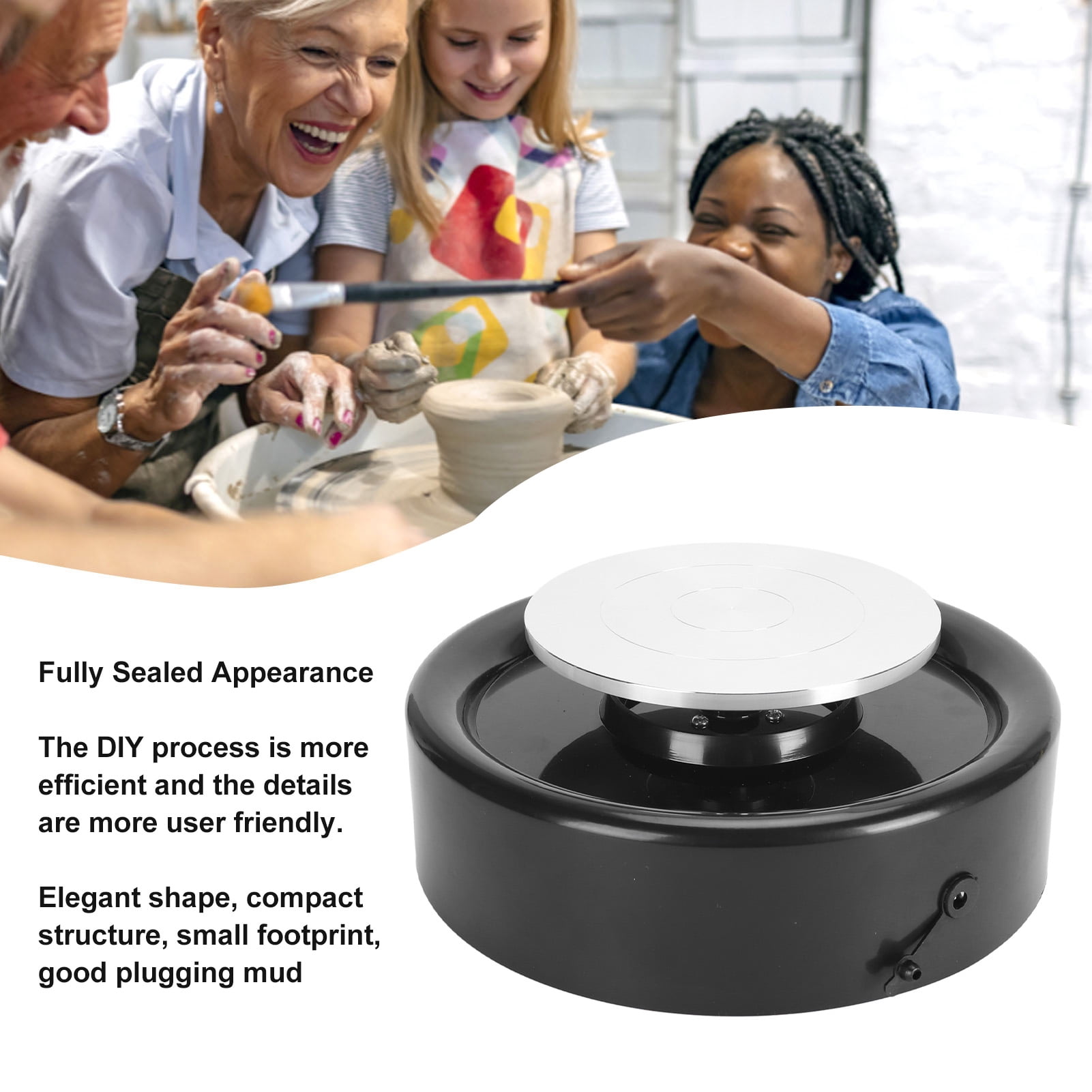 Yajisi Mini Pottery Wheel Detachable Multifunctional Electric Ceramic Machine for DIY Crafts US Plug, 11.02 inches / 28 cm