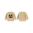 thumbnail image 2 of Loicainy Baby Toddler Kids Boy Girl Halloween Sweaters 3 6 9 12 18 24 Months 2T 3T 4T 5T Long Sleeve Round Neck Pumpkin Face Embroidery Knit Tops Sweatshirts, 2 of 9