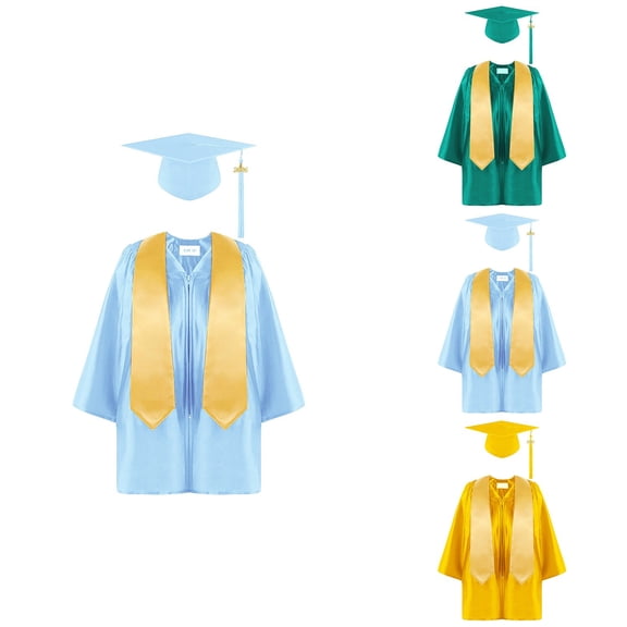 Preschool & Kindergarten Graduation Gown and Cap Set with Tassel, Graduation Sash/Stole – Child Size Classic Graduation Suit for 2025 Ceremony & Photography Props