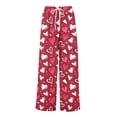 thumbnail image 3 of LWavelet Soft Fabric Heart Pattern Wide Leg Pants Women Valentine's Day Daily Wear Red M, 3 of 6