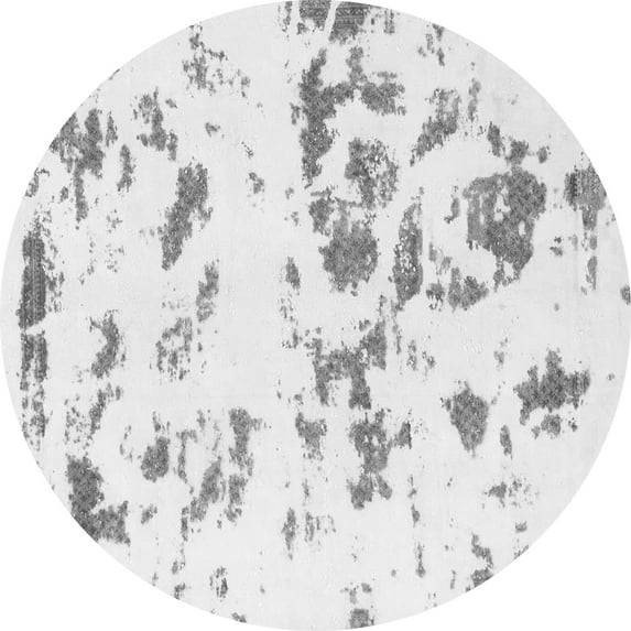 Ahgly Company Indoor Round Abstract Gray Modern Area Rugs, 4' Round