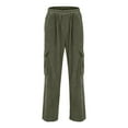 thumbnail image 5 of XFLWAM Womens Cargo Sweatpants Drawstring High Waisted Wide Leg Corduroy Pants Fall Winter Baggy Joggers Trousers with Pockets Army Green XL, 5 of 6