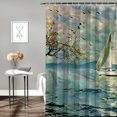 thumbnail image 2 of Orinice Ambesonne art shower curtain, Monet sailing yacht bird watercolor brush strokes, fabric bathroom décor set 36x72, 2 of 7