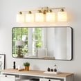 thumbnail image 6 of Gold bathroom light fixtures Milk Glass Bathroom 5 Light 31.5 in Vanity Light Fixtures Over Mirror bathroom wall decor Stainless Steel&nbsp;, 6 of 9