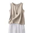 thumbnail image 6 of GZWYHT Linen Tank Tops For Women，Linen Vest Women Camisole Clothes Beach Sleeveless Tops Cotton Gauze Tops For Women Boho Tops For Women Cotton Vest Tops For Women Beige L, 6 of 9