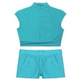thumbnail image 4 of Alvivi Girls Gymnastics Dance Sports 2Pcs Outfits Sleeveless Crop Top with Booty Shorts Set Blue Green 10, 4 of 7