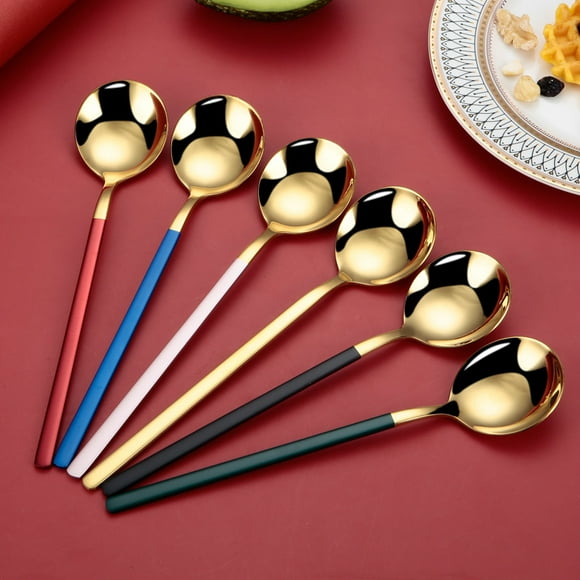 QUETO 6 Pack Tablespoons, Steel Ice Cream Tablespoons Teaspoons Teaspoons, for Dinner Long Handled Table Spoon
