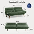 thumbnail image 3 of CHITOOMA 66" Futon Sofa Bed with Adjustable Backrest and 6-Level Armrests, Green Corduroy Convertible Futon Couch, Comfy Loveseat for Small Spaces, Apartment or Office, 3 of 11