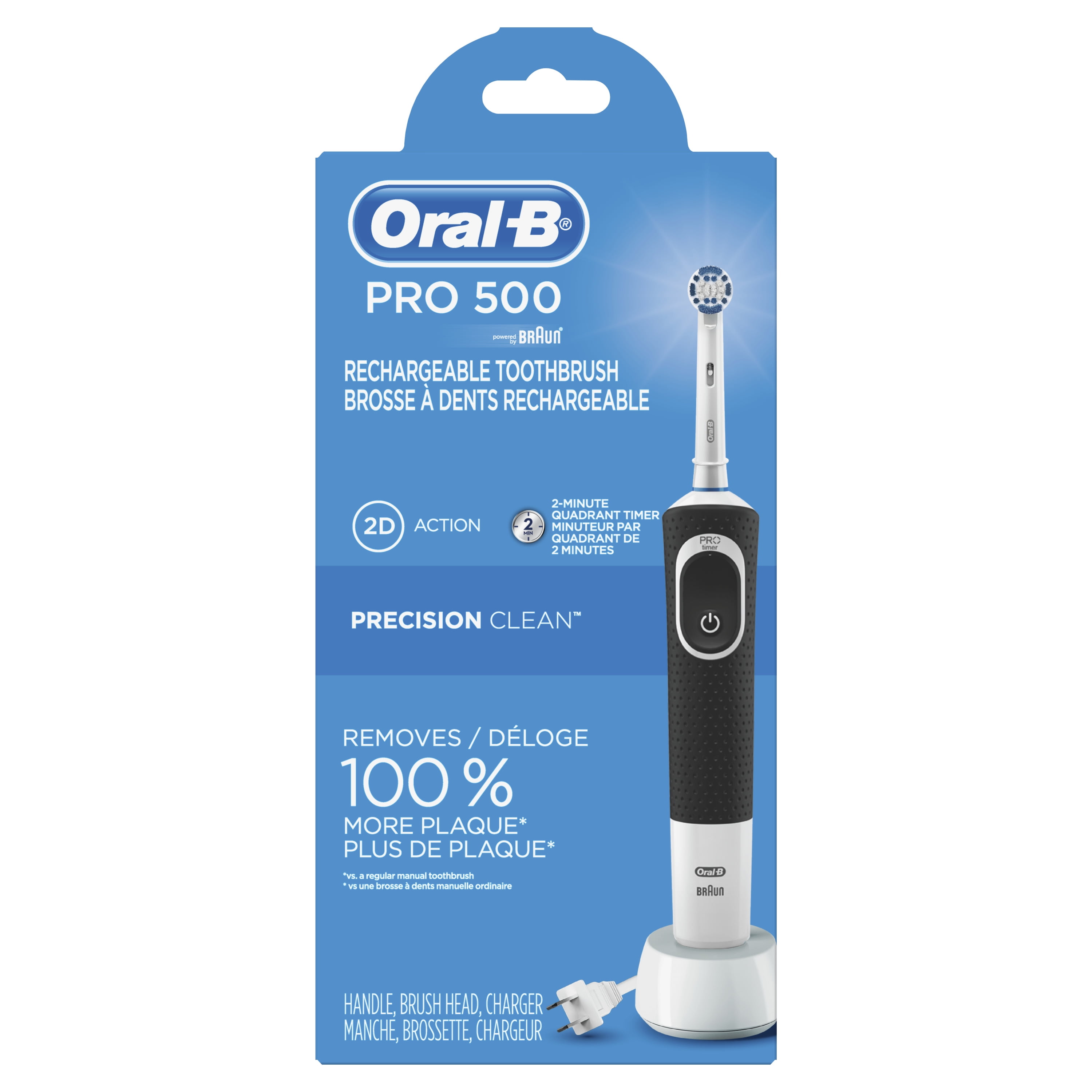 Oral-B Pro 500 Precision Clean Electric Rechargeable Toothbrush, powered by Braun