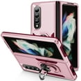 thumbnail image 1 of Nalacover Military Grade Heavy Duty Case for Samsung Galaxy Z Fold4, Rugged Rotated Ring Holder Kickstand Bracket Cover with Magnetic Car Mount Soft TPU Shockproof Lens Protective Case, Pink/Rose, 1 of 9