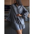 thumbnail image 4 of 2 Piece Sets for Women Matching Two Piece Fashion Oversized Shirts and Shorts Spring Outfit Gray XL, 4 of 7