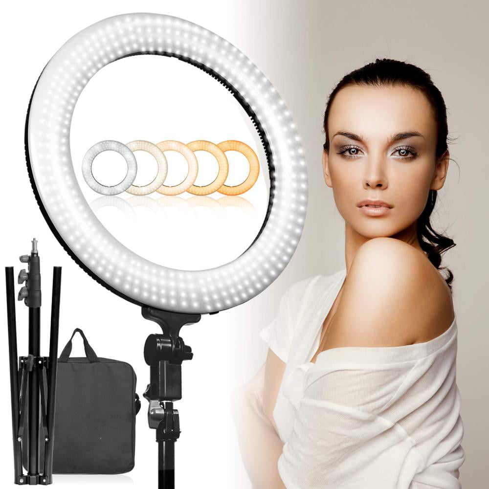 EACHPOLE 18 inch Makeup Room Ring with Tripod Stand Salons Beauty Shop Selfie Light Stand APL2319 LED Dual Color Continuous Lighting for Charming Eyes and Beauty Facial Shoot 