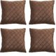 thumbnail image 1 of Paquete de 4 fundas de almohada decorativas cuadradas de 45 x 45 cm con diseño de celosía de terciopelo, 1 of 5
