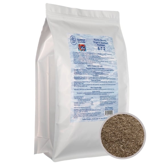 Organic Seafood Fertilizer 6-7-2 | 14.5% Calcium | All-Natural Fish & Shellfish-Based Garden Fertilizer | Boosts Growth, Improves Soil, and Prevents Blossom End Rot (20lbs)