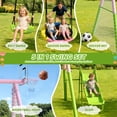 thumbnail image 2 of 5 in 1 Metal Swing Sets for Backyard, SHINPT Outdoor Kids Swing Set with Slide, Saucer Swing Seat, Belt Swing Seat, Basketball Hoop, Soccer Net, Heavy Duty Backyard Playground Set for Kids, 2 of 8