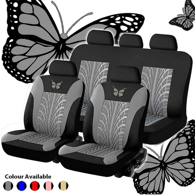 Fundamental Bordadas para Coche, Juego Universal 9 Cojines, Relleno de Seda Viscoelástica para Mayor Comodidad, Base de Goma Antideslizante, Diseño Transpilable, Elegant Elegant y Alta Gama, Apto par