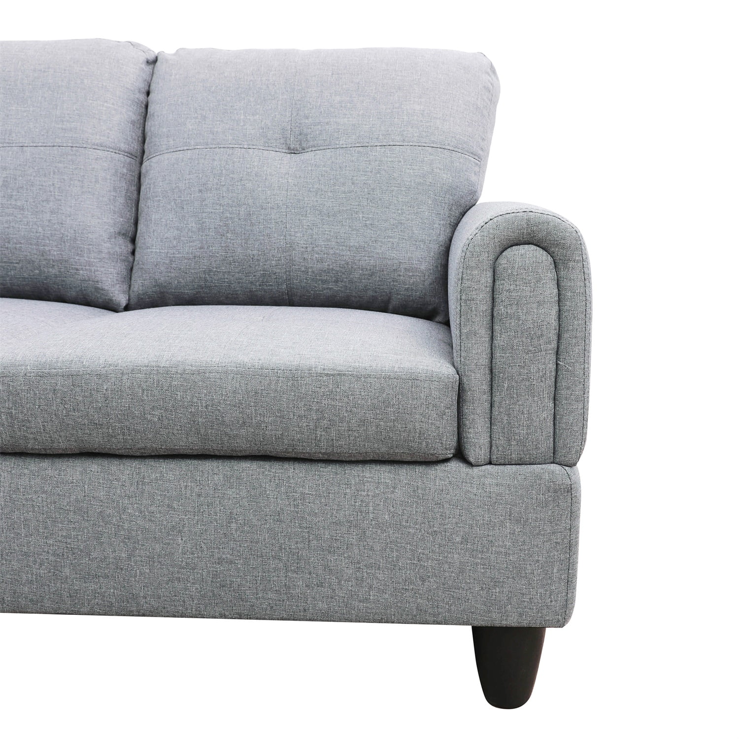 Hommoo Modern 4-seat Linen Sectional Couch Sofa, L Shaped Living Room Furniture Sets Sectional Couches and Sofas, Gray(No Ottoman)