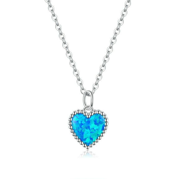 Deep Blue Heart Necklace - 925 Silver Adjustable Chain Delicate Pendant Jewelry for Wome