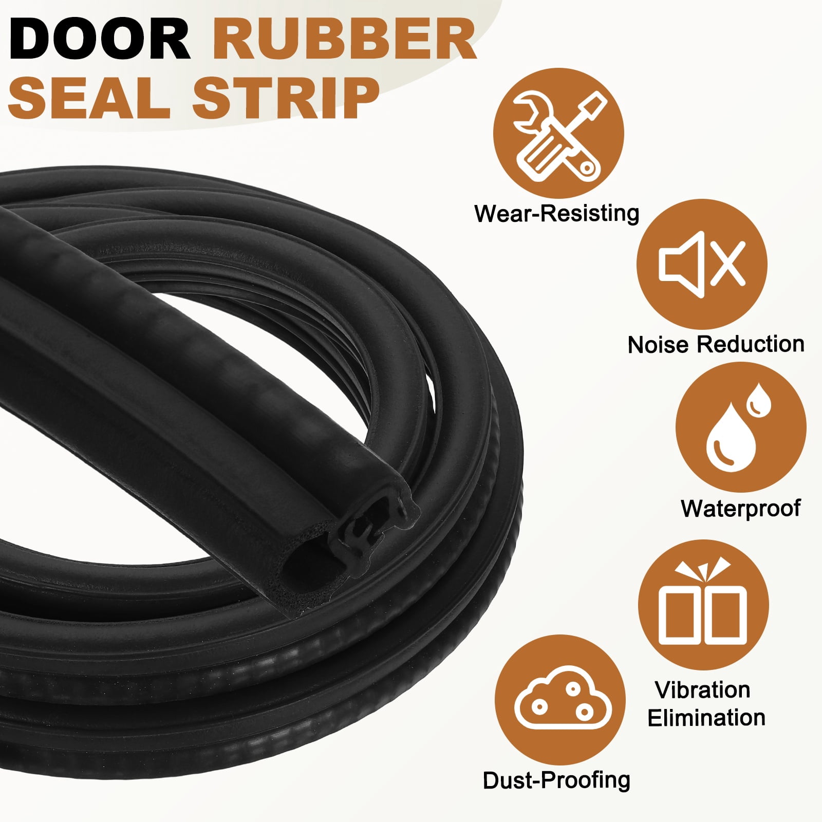 Door Weather Stripping 6.5FT, 18mm W x 12mm H EPDM Car Door Rubber Edge Trim Seal Strip Gasket with Side Bulb Fit 0.5mm to 2.5mm Edge for Electrical Cabinet Car Boat Truck, Black
