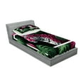 thumbnail image 2 of Ambesonne Leopard Fitted Sheet & Pillow Sham Set, Abstract Jungle Wild Cat, Twin, Emerald Magenta and Black, 2 of 2