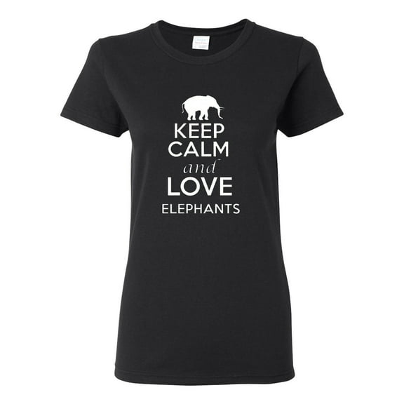 Ladies Keep Calm and Love Elephants T-Shirt Tee