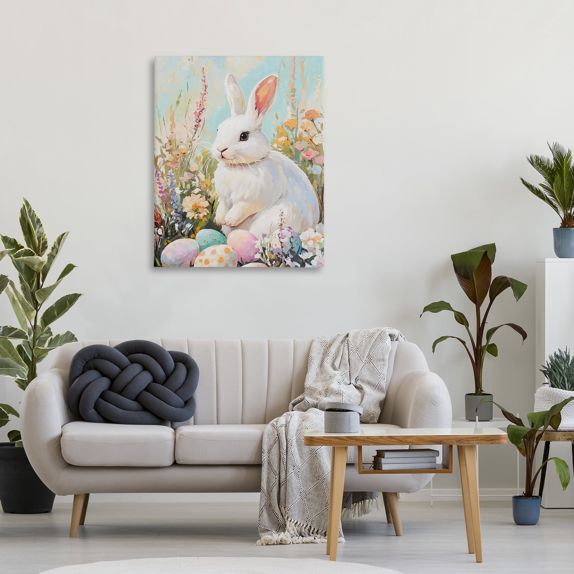 Stupell Industries White Easter Bunny in Wildflowers Canvas Wall Art, design by The Prints Vibe