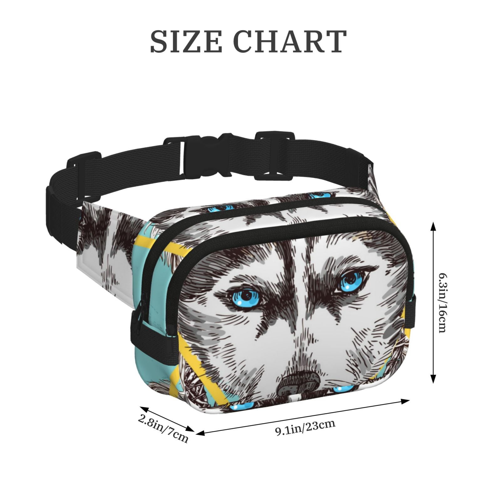 Picia Husky With Dreamcatcher Print Square Double-Layer Waist Bag Mini Adjustable Waist Belt Bag Exercise Running Travel Hiking