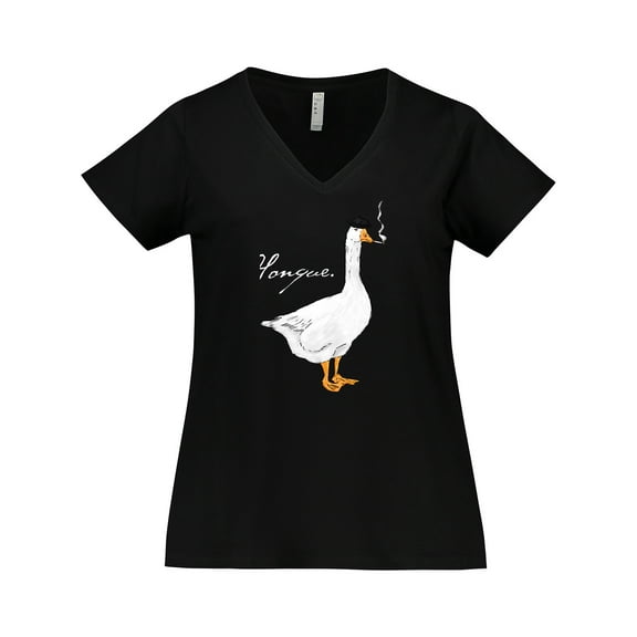 Inktastic French Goose says Honque Women's Plus Size V-Neck T-Shirt