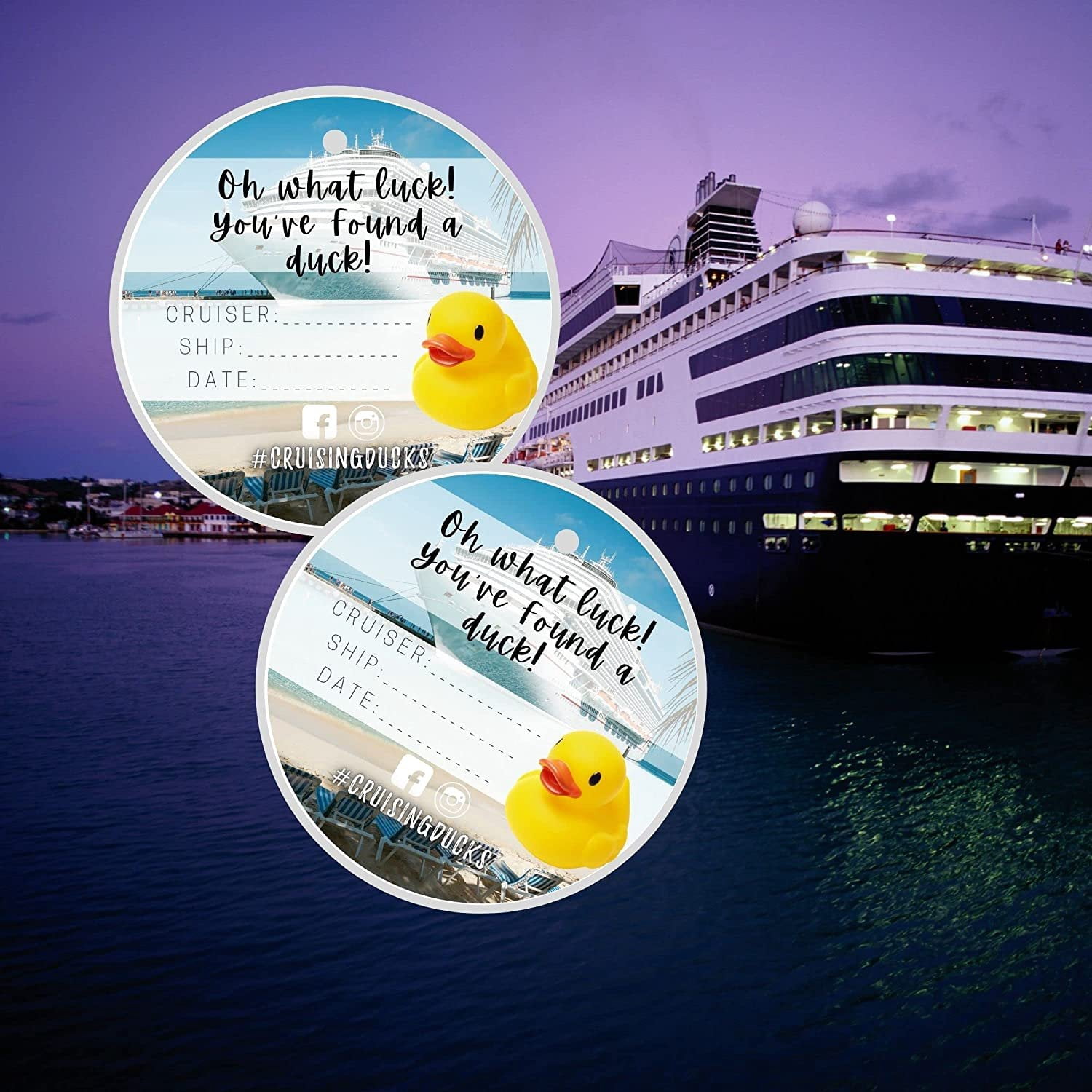 Cruising Ducks Tags - 30 Pack Business Card Size With Hole, Carnival Cruise Rubber Duck Game - View #4