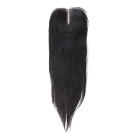 4x4 Front Top Invisible Lace Closure Middle Three Part Brazilian Peruvian Straight Hair Extension