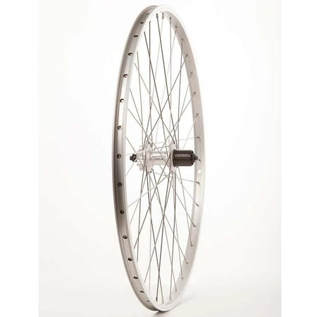 Shimano 6 Bolt - Wheel Shop, Rear 700C Wheel, 36H Silver Alloy Double Wall Alex DM-18/ Silver Shimano FH-M475 QR 8-10spd 6 Bolt Disc Hub, Stainless Spokes