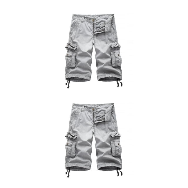 Pantalones cortos cargo Qarigey traje de hombre Blanco-gris 38 2piezas