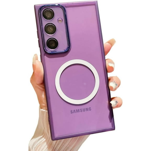 Compatible with Galaxy A15 5G Magnetic Clear Case[Compatible with Magsafe] Transparent Slim TPU Bumper Shockproof Camera Lens Protective Cover Phone Case for Samsung Galaxy A15 5G(Purple)