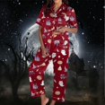 thumbnail image 2 of Pjs Sets for Women Simple Lightweight Breathable Halloween Fall Soft 2 Piece Sets Cute Pumpkin Short Sleeve Top With Long Pants Soft Pajama Set Red L, 2 of 4